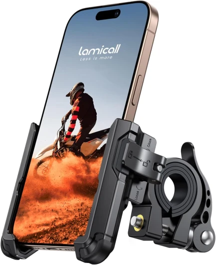 Support Téléphone Vélo - [Ne Bloque Pas la Caméra] 360° Rotation, Support Téléphone Moto Universel, Placement et Retrait Rapides, pour iPhone 16/15/14/13/12/11, Huawei, 4,7-7" Smartphone