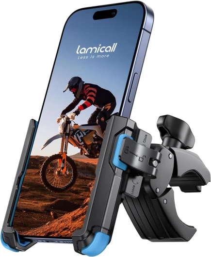 Support Téléphone Vélo, Support Téléphone Moto - [1S Verrouillage] 360° Rotation, Ne Bloque Pas Caméra, Stable & Sûr, pour iPhone 16/15/14/13/12/11, Huawei, 4,7-7" Smartphones