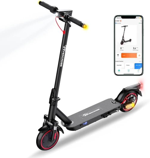 EV85F Trottinettes Électriques Adultes, 8.5" Électrique Trottinette Pliable - Application, Moteur 350W, Batterie 7.8AH, Poids 15KG, Charge Max 120KG, Double Frein, Double Amortisseurs