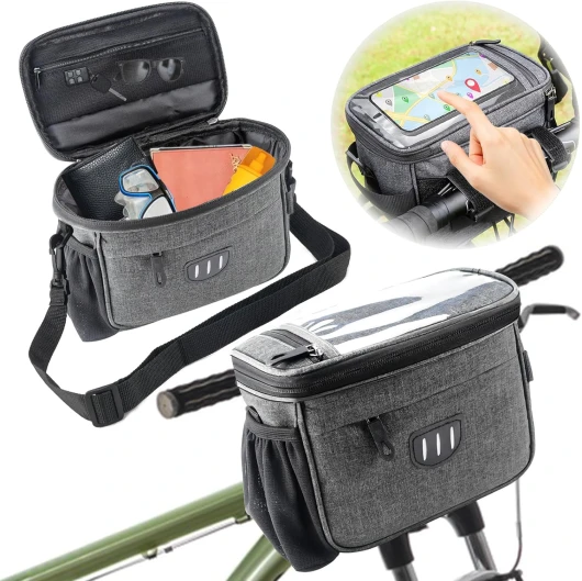 LPZMPZ Sacoche Guidon Panier Velo 5L Sac Avant Sacoches de Guidon Vélo Multifonctionnel Écran Tactile Étanche à l'avant avec Motifs Réfléchissants pour Vélo de Route VTT Electrique