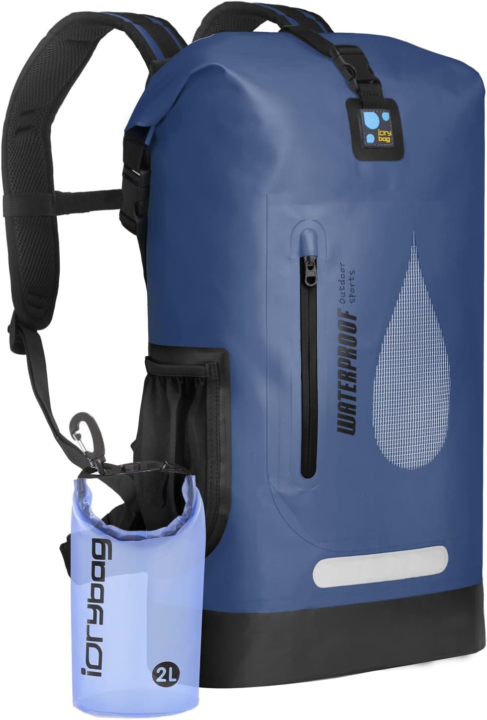 IDRYBAG Sac à dos étanche en PVC 30 L, sac à dos flottant pour homme, sac étanche pour kayak, canoë, bateau, camping, randonnée