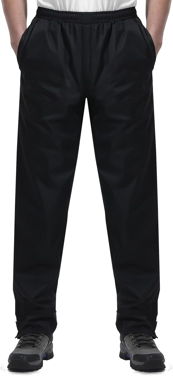 Coutyuyi Pantalons imperméable Homme Coupe Vent Respirants Moto Pantalon Pluie Velo Pantalon de Cargo Travail pour l'extérieur Convient,la randonnée，Utilisation du vélo Noir XXL / 32L