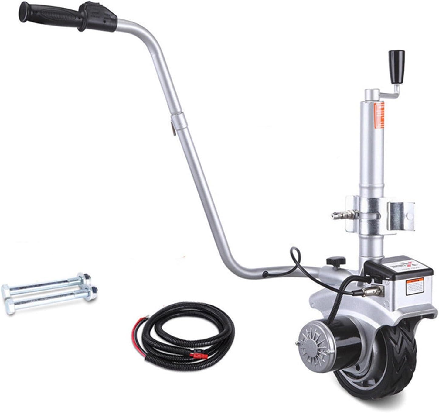 Roue jockey motorisée, cric de remorque 350 W 12 V, outil de déplacement électrique pour minifourgonnette, capacité de remorquage de 2 268 kg, pneu en caoutchouc de 20 cm, pour bateaux