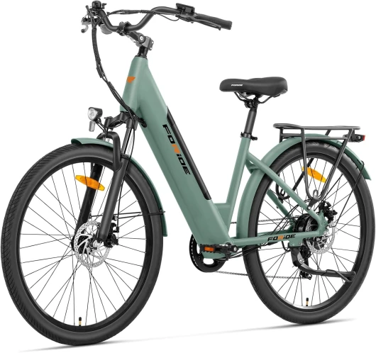 Foride Vélo électrique Roamer 1 St, Vélo électrique de Ville de 27,5 Pouces, Batterie 36V 13Ah, 7 Vitesses, E-Bike Urbain pour Adulte Homme Femme, VTC Vert