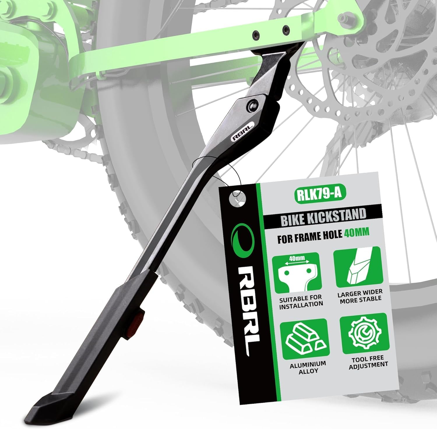 Béquille de vélo de 24 à 29 Pouces, Stable et antidérapante, réglable en Hauteur, en Alliage d'aluminium, pour VTT, vélo de Route, vélo électrique 40mm