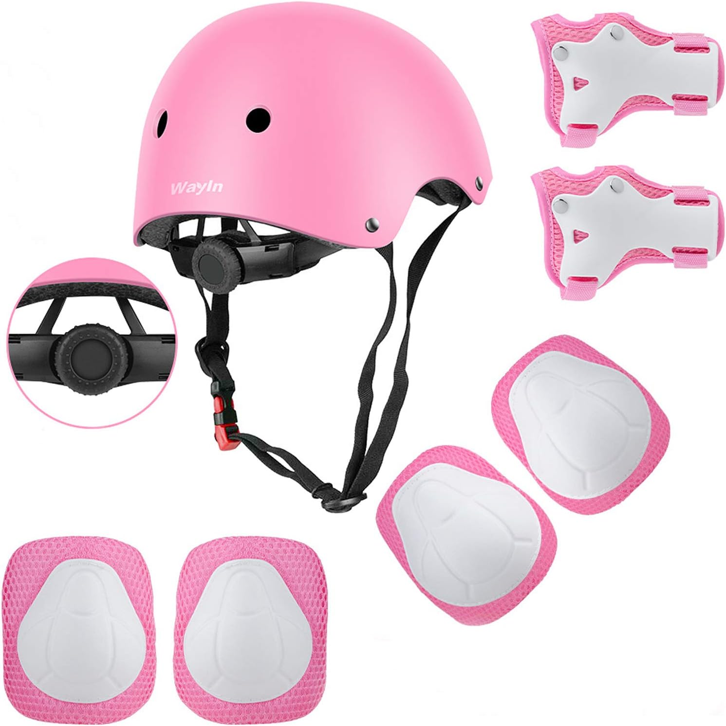Fstoption Casque Vélo Enfant Kit de Protections pour Enfants Casque de Enfant, Casque Genouillères Coudières Coussins Poignet Kid's Protective Gear Set pour Skateboard Roller BMX Patin à Glace Rose