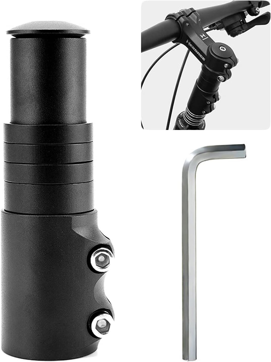 Rehausse Potence VTT Potence de Guidon Fourche Extenseur Réglable Rallonge Potence Velo en Alliage d'Aluminium Rallonge de Tige Fourche Bicyclette Étendre Riser pour Vélo de Route BMX Noir 28,6mm Schwarz-70mm