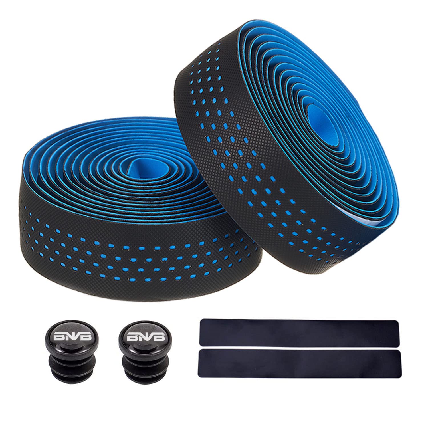 Ruban de guidon de cyclisme sur route Guidolines,Bande de guidon de vélo avec Bouchons, Utilisé pour la Plupart des Vélos 2 Pièces Bleu