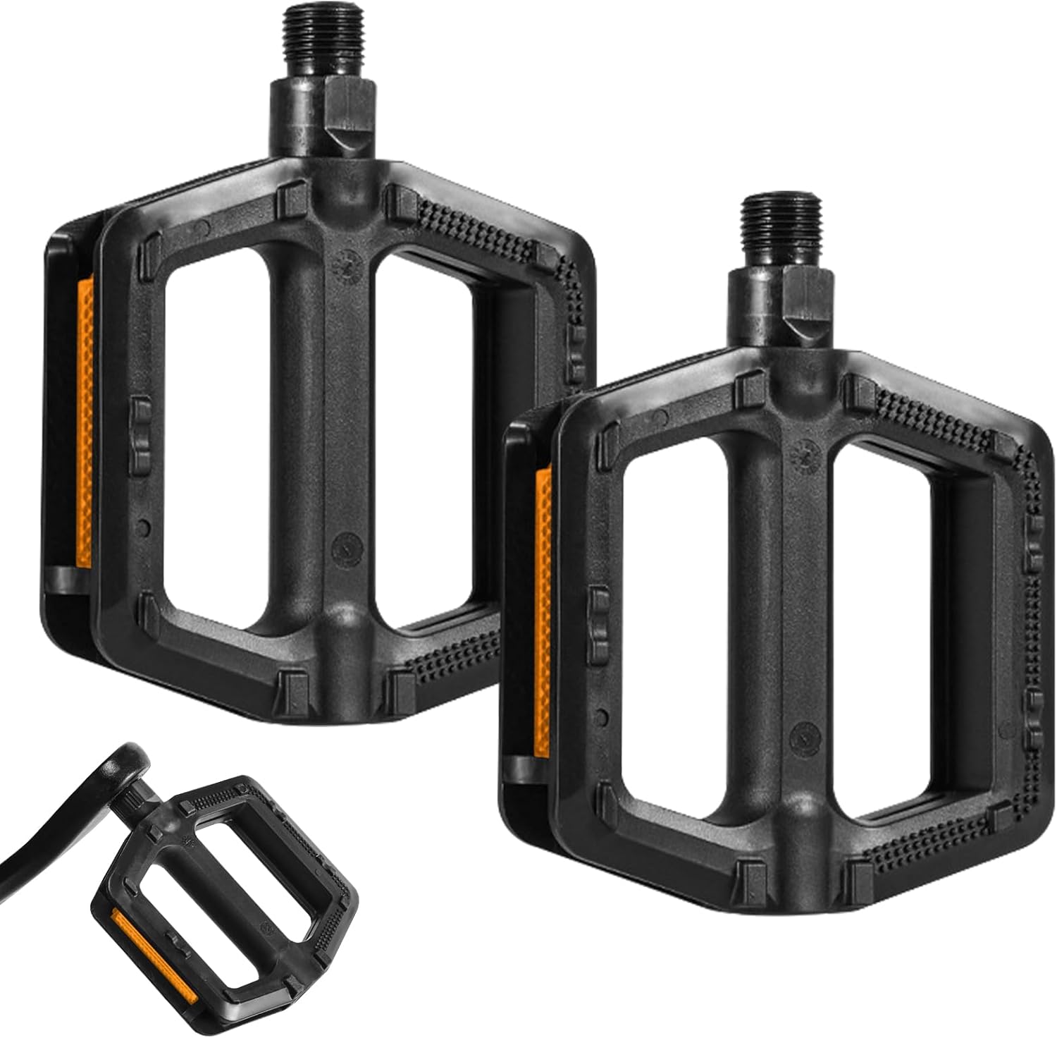 Fousenuk 1 Paire Pedale Velo Noir, Pédales VTT Étanches, Pédale de Vélo Antidérapant, Pedales avec Bandes Réfléchissantes, Pédales de Vélo pour Vélo VTT, Vélos de Route