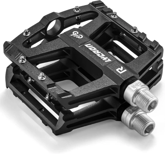 LYCAON Pédales pour Vélo, Pédale de vélo Antidérapante en Alliage d'aluminium CNC, CR-MO & 3 Pédales de Roulements pour BMX VTT 9/16 Pouces Noir