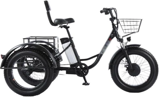 LTdlhFk Tricycle électrique pour Adulte, Vélo Cargo à Gros Pneus De 20 Pouces avec Batterie Au Lithium 48 V 12 Ah Et Moteur 500 W, Vélo électrique à 3 Roues avec Panier Avant Et Arrière