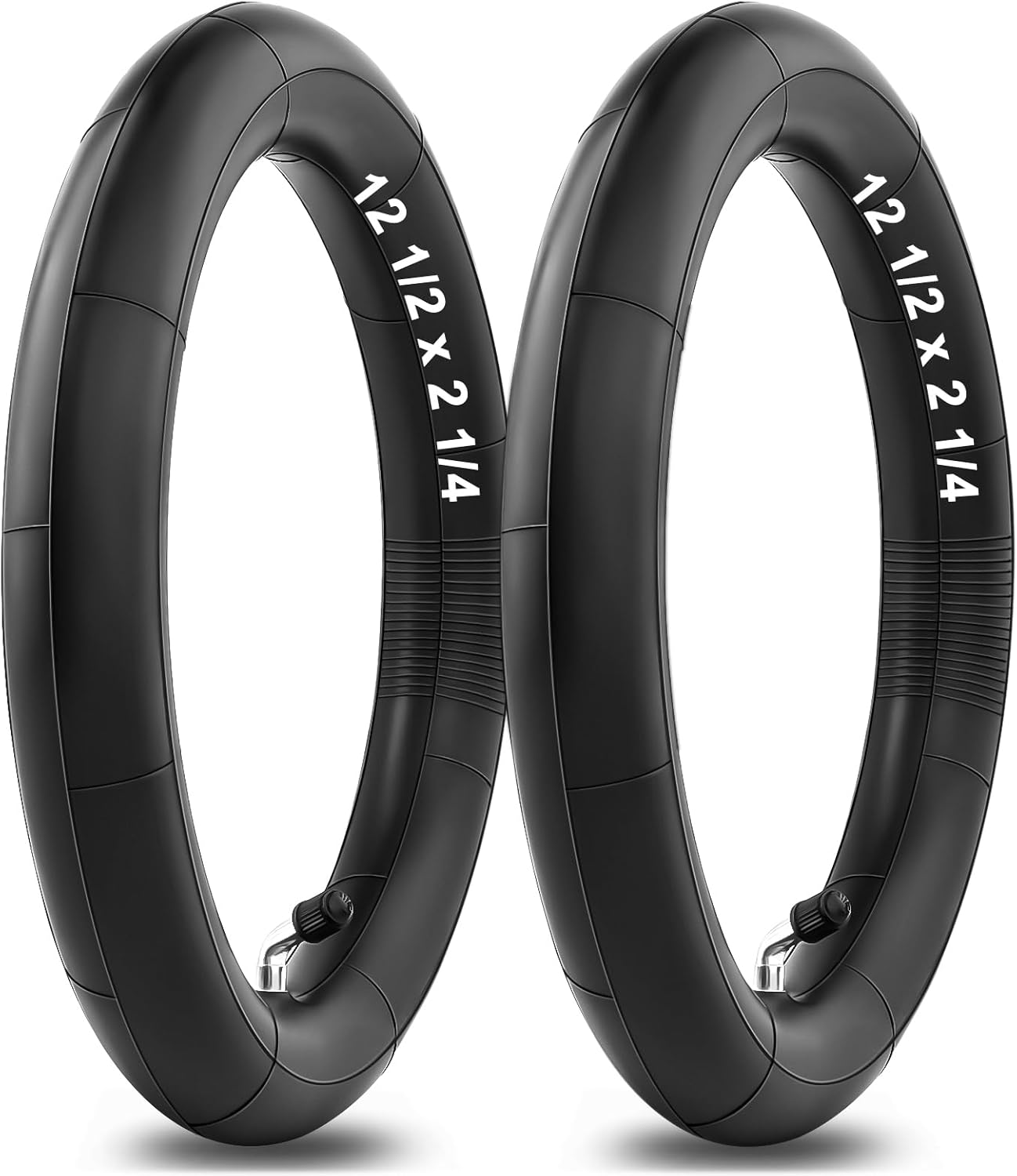 Amitor Chambres à Air Renforcée 12 1/2x2 1/4, 12 Pouces Chambre à Air de Vélo avec Argenté Valve 45°, 12.5x2.25 Chambres à Air de Rechange pour Landaus, Tricycles, Vélos d'équilibre et Vélos d'enfants