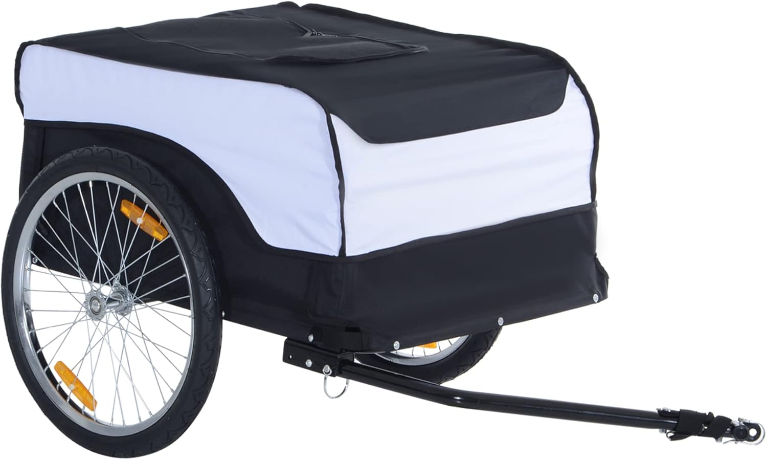 Remorque à vélo Cargo, châssis en Acier, Charge Max - 40 kg, avec Couvercle Amovible et attelage, Chariot de Transport, Bagage à vélo, 140 x 77 x 65 cm