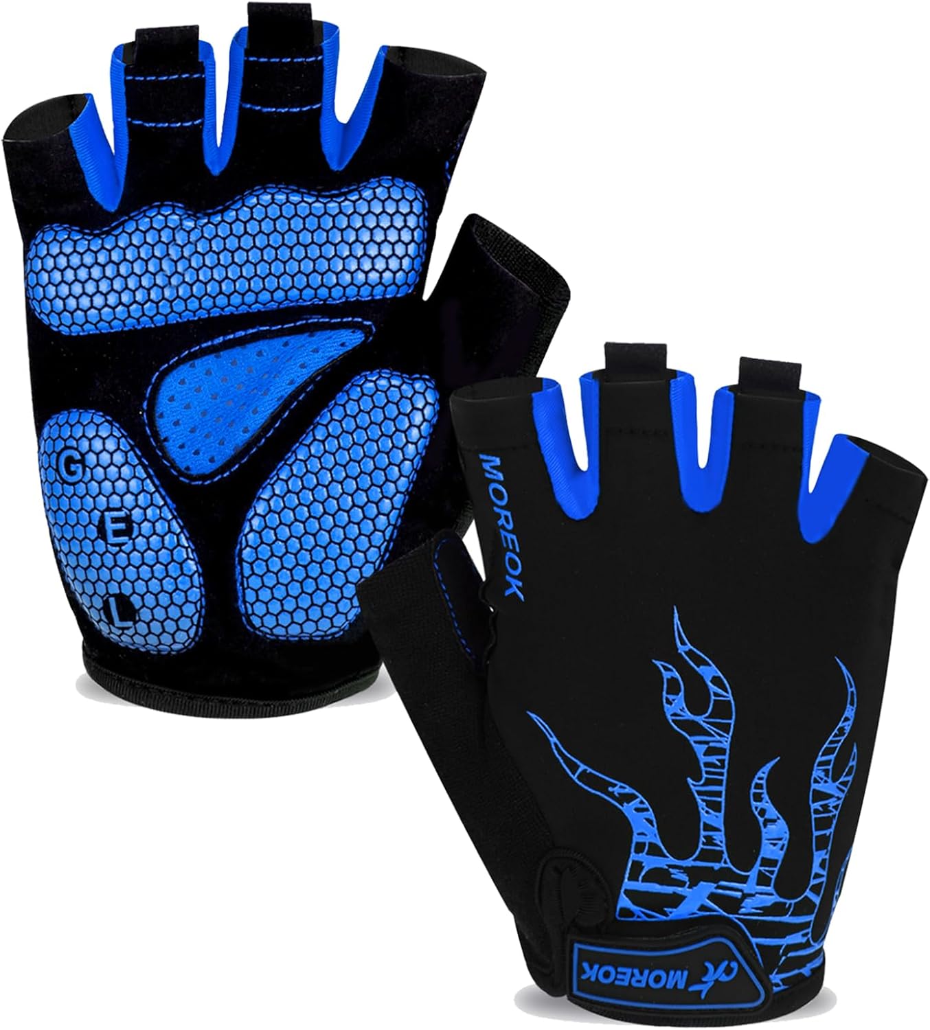 BIKINGMOREOK Gants de Cyclisme Gants de vélo pour Homme/Femme Demi-Doigts pour vélo de Route VTT - pour Cyclisme, entraînement, Moto, Gym, entraînement, Plein air Bleu M