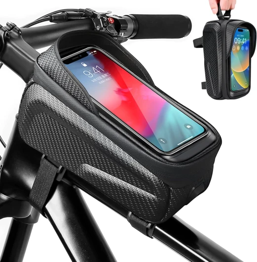 Wantli Sacoche De Guidon Vélo Étanche, Sacoche Cadre Velo avec Écran Tactile en TPU, Sacoche Incassable Velo Guidon, Sacoche VTT Vélo Imperméable