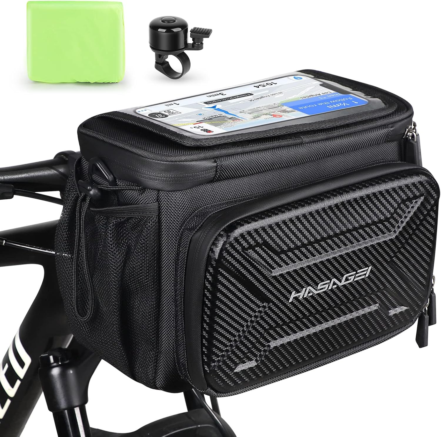 HASAGEI Sacoche Velo,Sacoche Guidon Velo,5 l,étanche,Sacoche vélo,avec Adaptateur de Guidon pour vélo,Noir