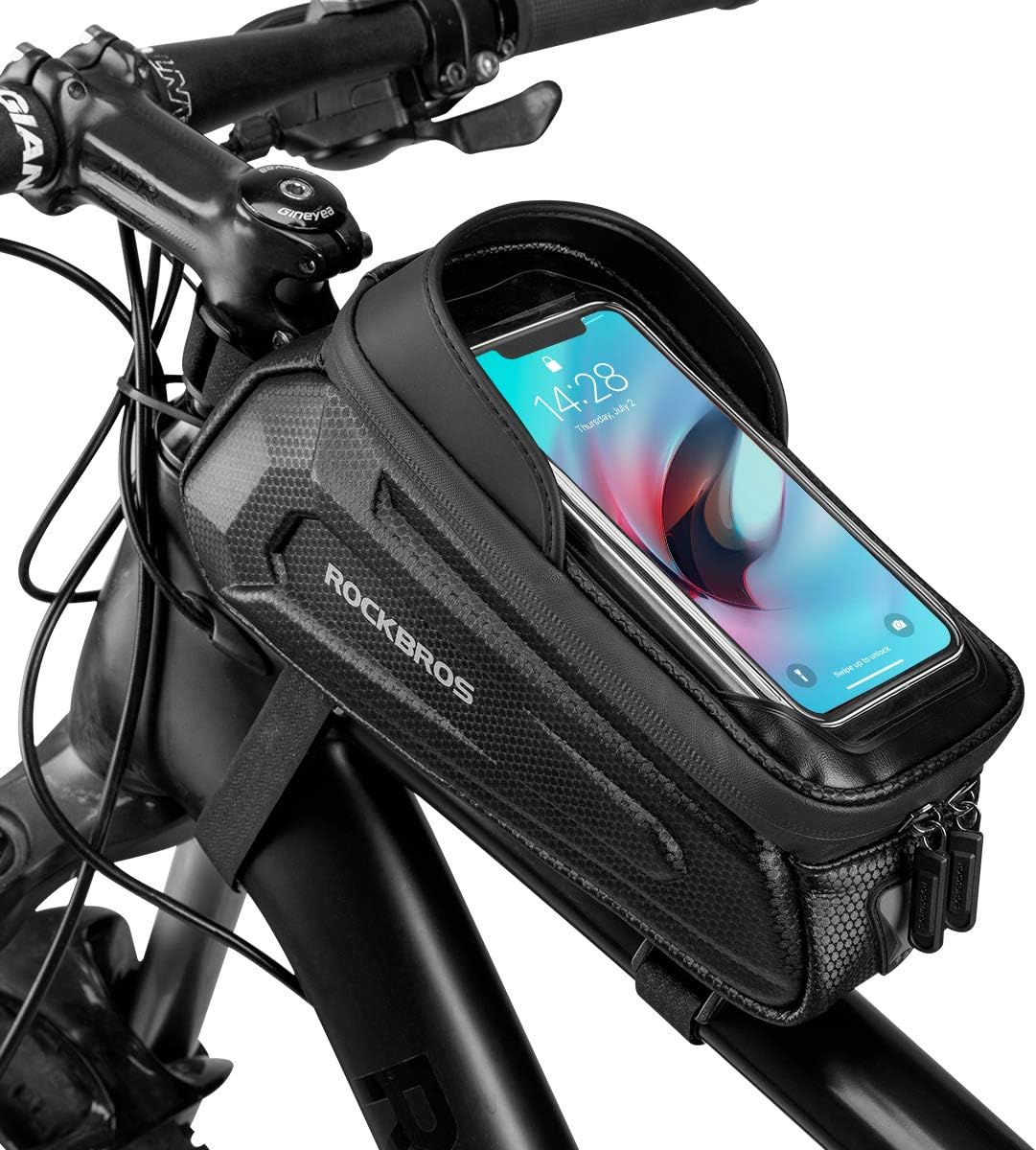 Sacoche de Cadre Velo pour Smartphone sous 6,8'', Support de Téléphone Bicyclette, Sacoche Vélo VTT Imperméable Écran Tactile pour téléphone mobile sous 6,8 pouces