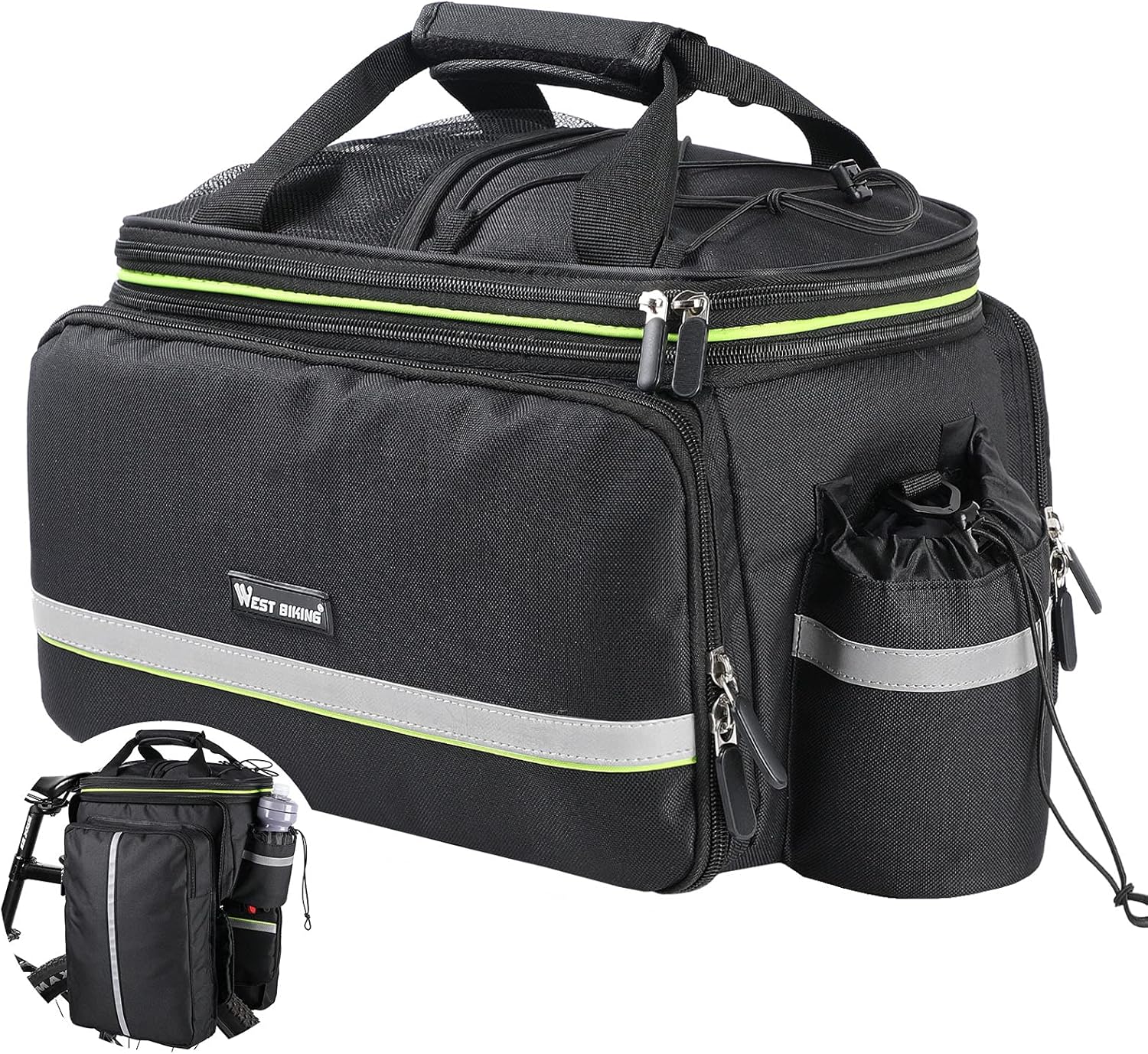Sacoche Velo Porte Bagage Arriere 10L-35L Sacoche velo Arrière Étanche 3 en1 Sac de Roue Arrière avec Réfléchissante Grande Sacoche de Cadre Pliable pour VTT Sac à Vélo Sac à bandoulière (noir) Type-3