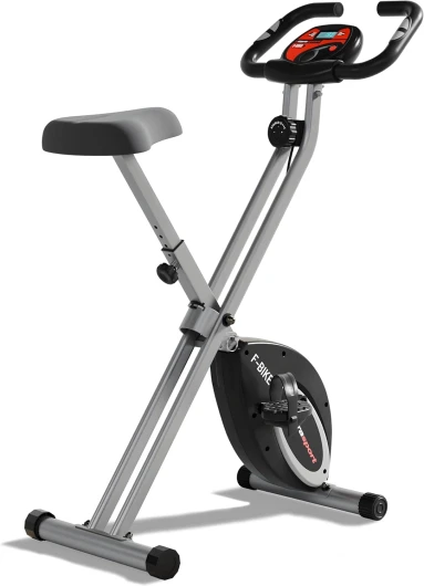 F-Bike, entraîneur vélo, vélo d'appartement, home trainer pliable, écran LCD, opt - capteurs pouls main, Niveaux de résistance réglables, faciles à assembler, idéal pour athlètes et seniors F-Bike Normal Argent / Noir