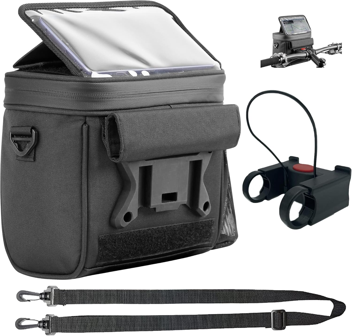 Hibisaws Bicyclette Sac Avant avec écran Tactile - Angle d'écran réglable du téléphone - Installation et Retrait Rapides - Peut être utilisé comme Sac de Messager - 4,8L Sacoche Guidon Velo (D47-1)