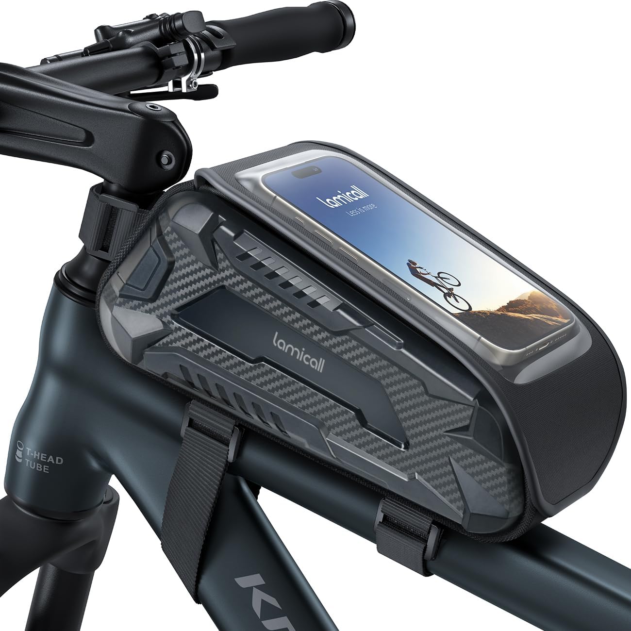Sacoche Vélo Étanche, Sac Cadre Vélo Téléphone - [2024 Fermetures Éclair Innovante] 1,8L Sacoche Cadre Velo avec Écran Tactile en TPU, Support Téléphone Velo pour Jusqu’à Téléphone de 7"