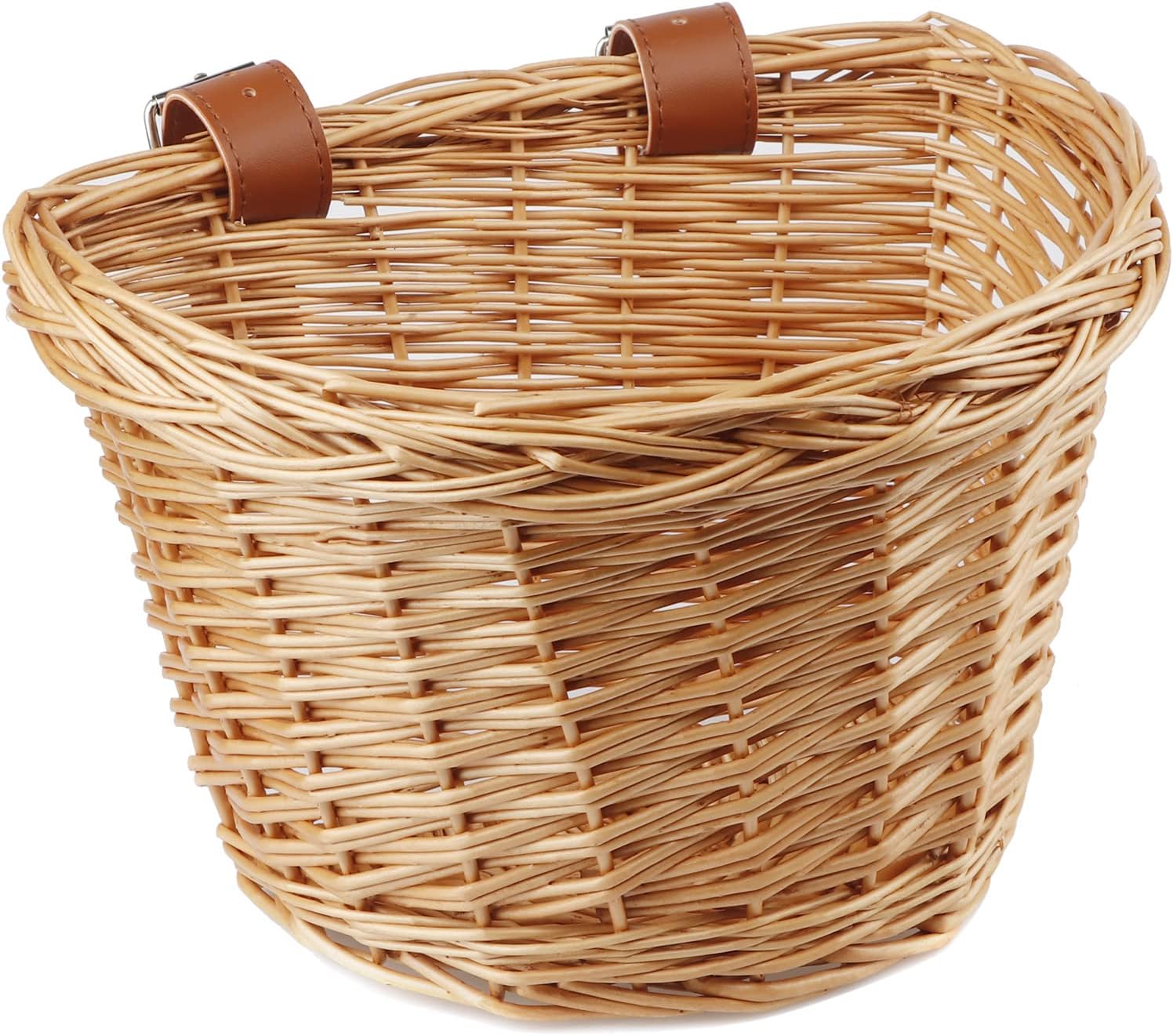 Panier de vélo pour Enfants en Osier pour 12 14 16 18 20 Pouces Filles Vélos Scooter Tricycle Accessoires de vélo pour Enfants avec Sangles en Cuir Plusieurs Couleurs XS (vélo 12", 14", 16") Miel jaune