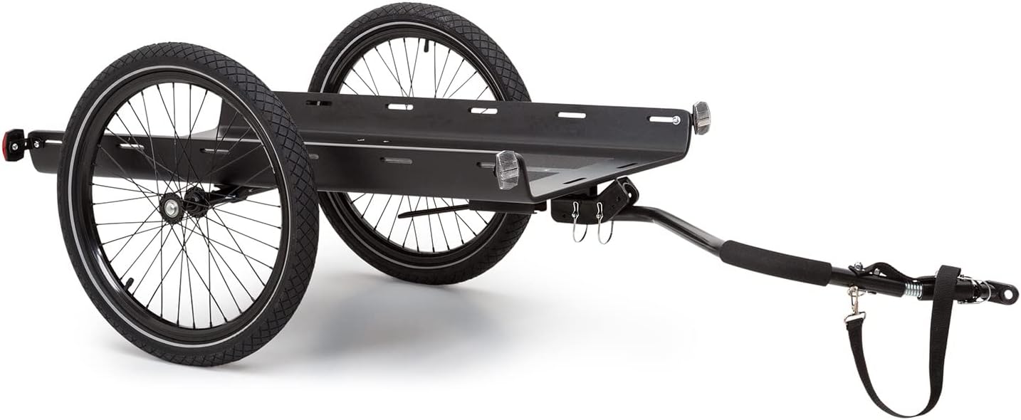 Klarfit Remorque Velo Cargo, Charette Velo à 2 Roues, Remorque Vélo pour Bicyclette, Kit de Fixation pour Remorques en Acier avec Attelage et Support, Chariot Etanche pour Camping, Bagages, Trekking Grand Noir