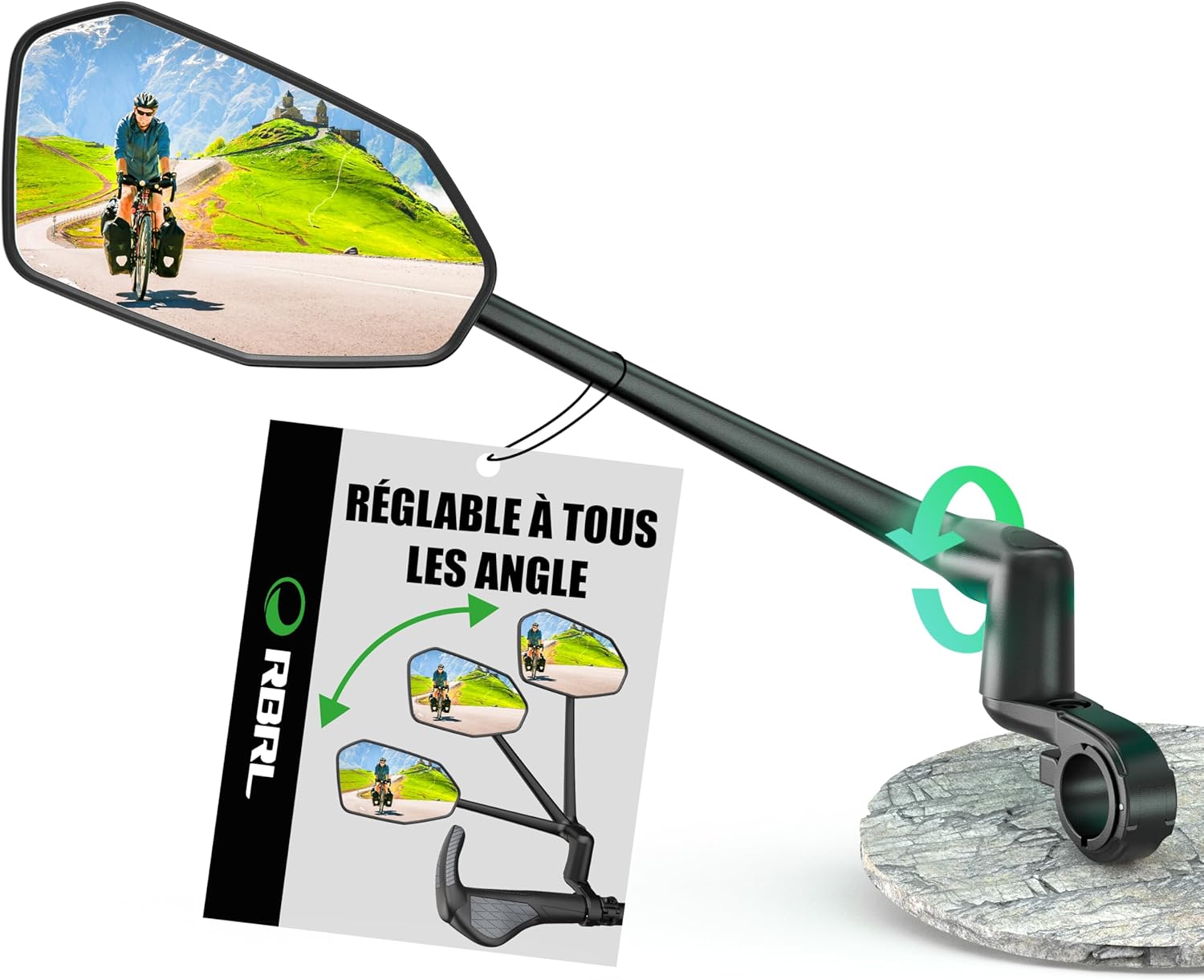 Rétroviseur Vélo Anti-Chute Stable, Surdimensionné Pas Facile à Bloquer, Pour Guidon (Gauche)