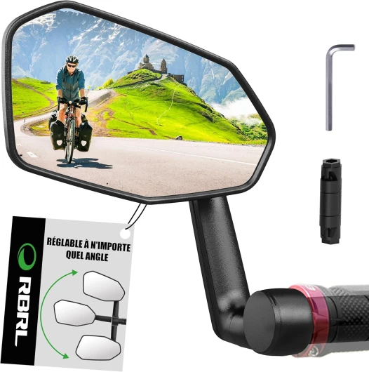 Rétroviseur Vélo, Pas Facile à Bloquer, Rétroviseur de vélo Extra Large, Rétroviseur de Vélo Incassable et Durable, Adapté au Vélo électrique (gauche)
