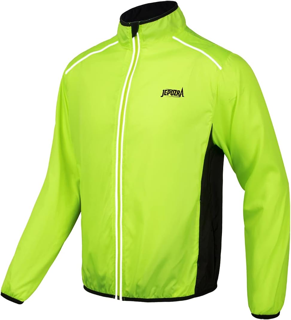Veste Cyclisme Hommes Respirant SéChage Maillot Cyclisme Plein Air Coupe Vent Impermeable Protection Uv Manteau Pour Bande éFléChissante Sportswear Pour Course Pied VéLo Long Manches Haute Visibilité 3XL Vert