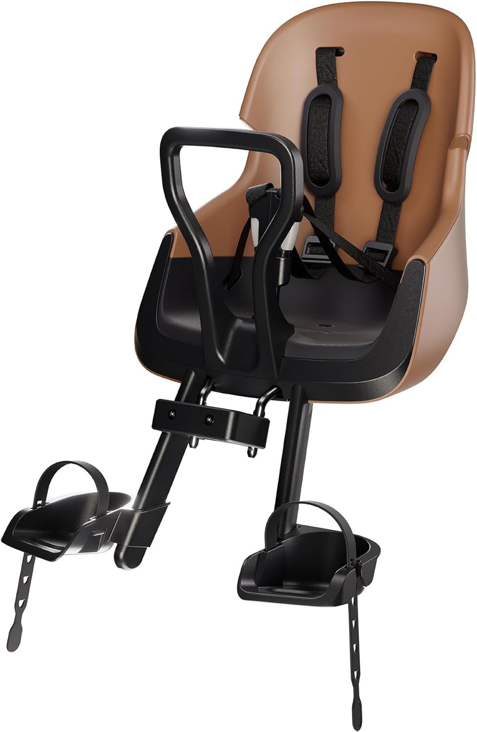 Siège Jeune Enfant Vélo Frontale Bobike Evolve Mini Sécurisé avec Design Enveloppant, Fixation au Tube de Direction et Confort Optimal Brun Cannelle