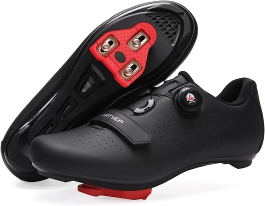 ARTVEP Chaussures Cyclisme Hommes Chaussures de vélos de Route pour Femmes compatibles avec Look SPD SPD-SL Delta Cleats Aptitude Chaussures Intérieur/Extérieur 43 EU Noir