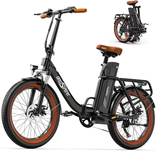 OT16-2 Vélo Électrique Pliant, 20 Pouces Ebike avec Batterie Amovible 48V 17Ah & Moteur 250W, 3 Modes de Conduite, Écran LCD Intelligent et Connexion Bluetooth, Urban Velo Pliant Adulte Schwarzbraun