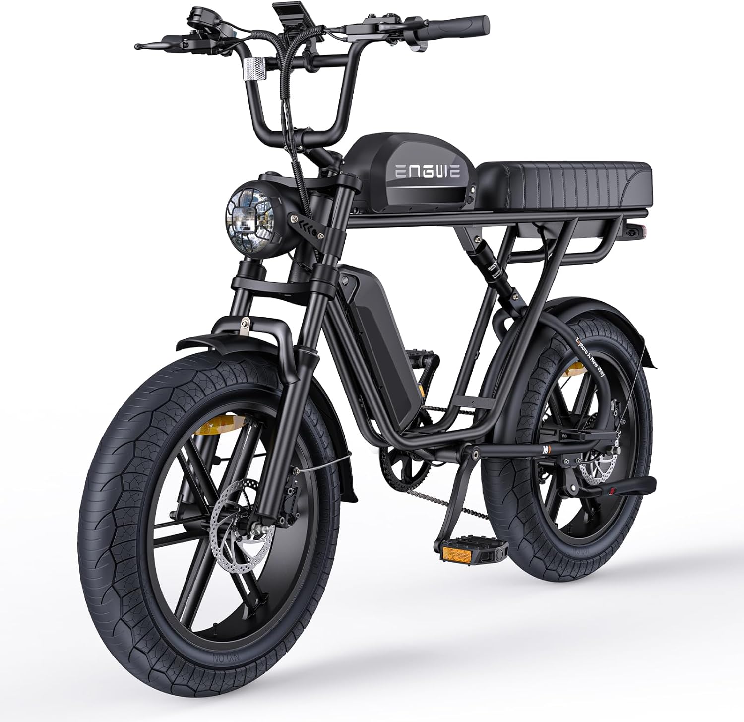 E Bike Hommes Vélo électrique-Ebike avec Une Batterie/ 2 Batteries, E-Bike 20 * 4.0 Pouces Pneus Gras, Ebike Hommes jusqu'à 75km/150km/90km/170km, Vélo électrique 7 Vitesses, M20/M1 Noir M1 2 batteries