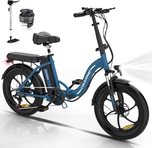 𝐕é𝐥𝐨 É𝐥𝐞𝐜𝐭𝐫𝐢𝐪𝐮𝐞 pliants,avec Gros pneus 20×3,0, Moteur 250W et Batterie 36V 12Ah,pour Adultes Unisexes, 2 Modes de Conduite, écran Intelligent, jusqu'à 35-90 km - Bleu