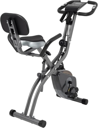 Vélo d'appartement pliable avec 10 niveaux de résistance magnétique réglable - Vélo stationnaire pliable droit et incliné est le vélo d'entraînement parfait pour un usage domestique