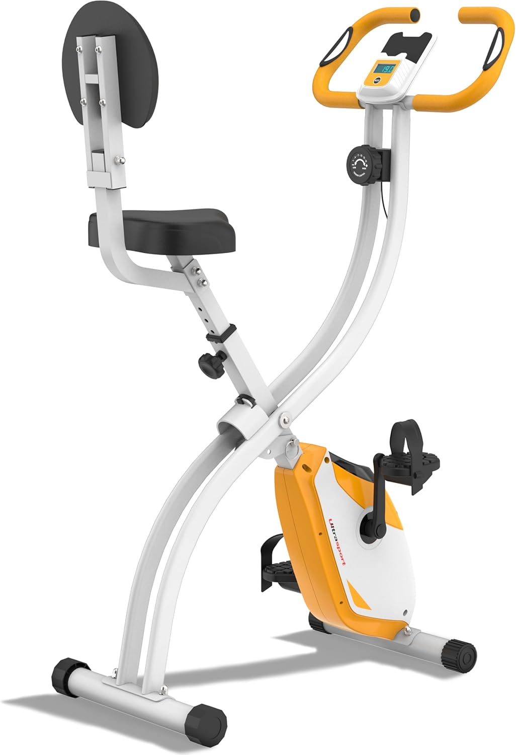 F-Bike Vélo d’Appartement Pliable I Vélos d'Appartement Extra Silencieux jusqu'à 130 kg avec Selle Confort, Velo d Appartement Pliable Avec dossier Orange/Blanc