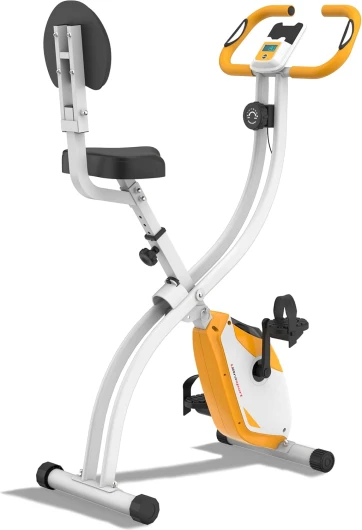 F-Bike Vélo d’Appartement Pliable I Vélos d'Appartement Extra Silencieux jusqu'à 130 kg avec Selle Confort, Velo d Appartement Pliable Avec dossier Orange/Blanc