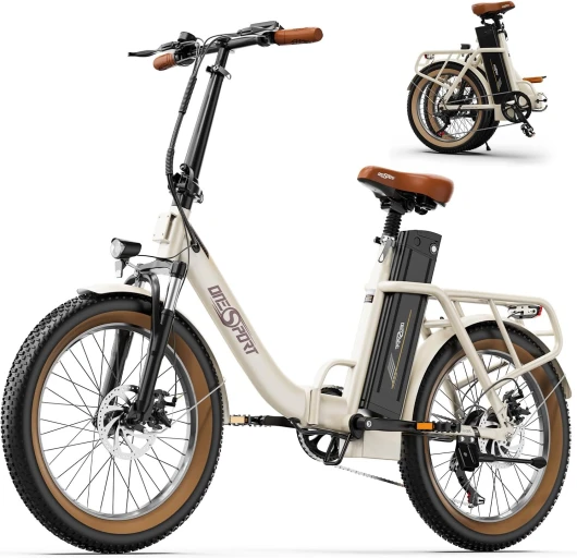 OT16-2 Vélo Électrique Pliant, 20 Pouces Ebike avec Batterie Amovible 48V 17Ah & Moteur 250W, 3 Modes de Conduite, Écran LCD Intelligent et Connexion Bluetooth, Urban Velo Pliant Adulte Cremefarben