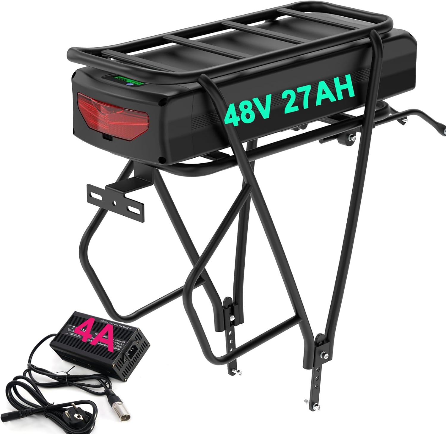 48V Ebike Batterie avec Porte-Bagages 27AH étui étanche Lithium-ION Battery vélo électrique pour kit de Conversion 48V 250W-1500W 48V 27AH(250W-1500W)