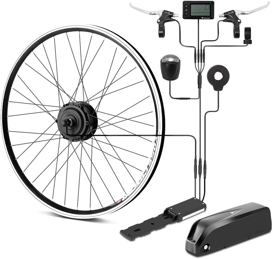 Ebike Kit de Conversion Vélo électrique 26 Pouces/28 Pouces Moteur Avant 36V 250W Contrôleur intégré avec Batterie 36V 13Ah/15.6Ah/18Ah et Chargeur 26'' Kit avant - Batterie 36V18Ah