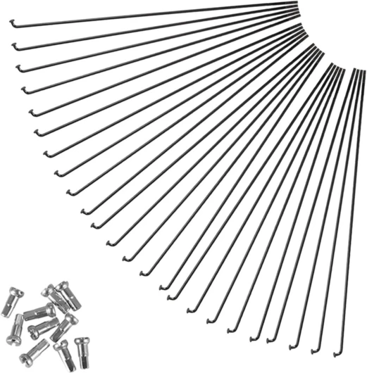 Rayons, rayons de vélo, J Bend en acier pour vélo de montagne avec 24 rayons et 24 embouts (260 mm) 260 mm.