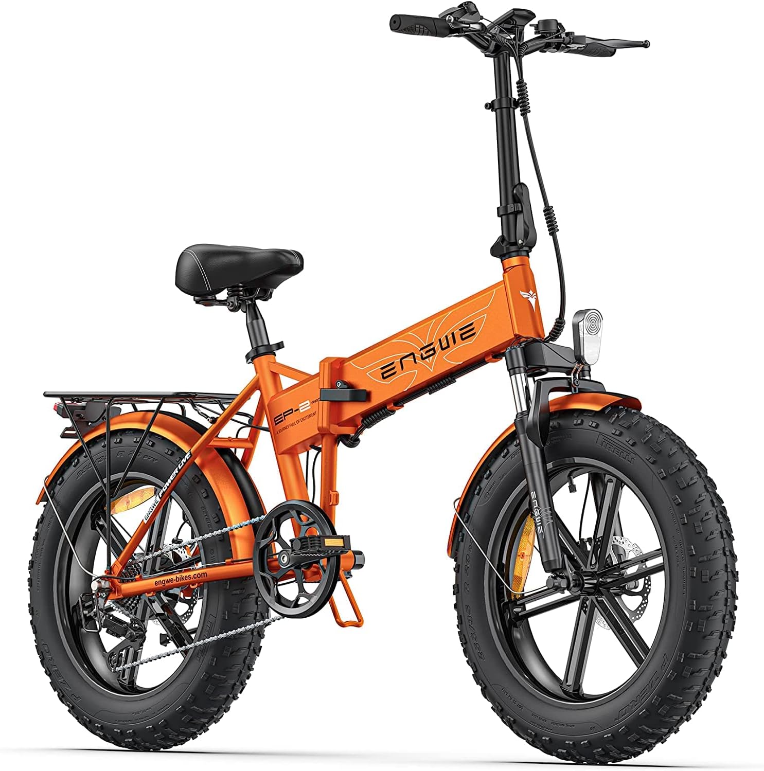 EP-2 Pro Vélo électrique Pliable 20" × 4.0 Fat Bike Electrique 7 Vitesses avec Batterie Amovible 48V 13Ah Autonomie 120km Tout-Terrain & VTT & Plage & Neige Orange EP-2