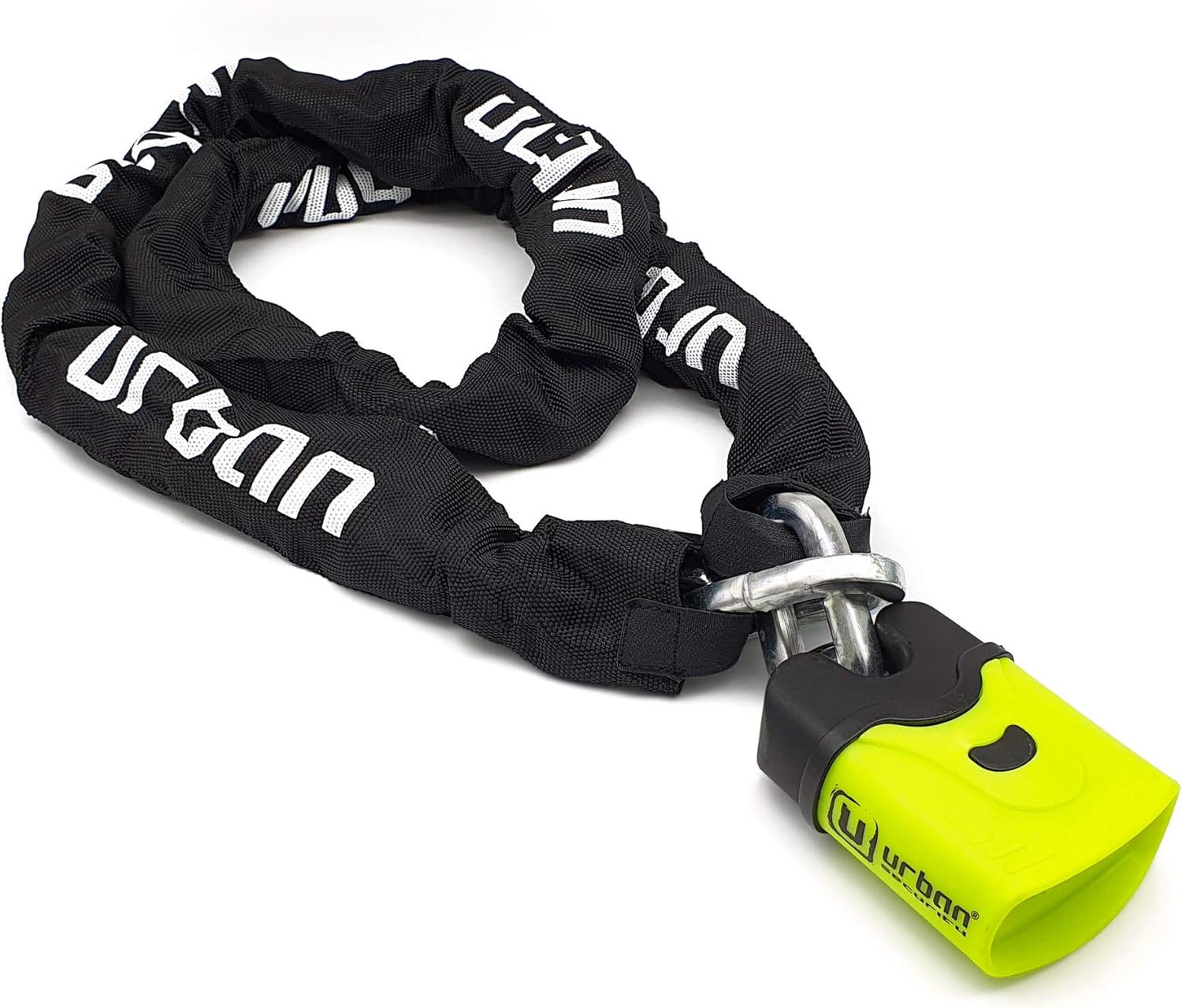 U4K170 Antivol Moto, Chaîne Haute Sécurité en Acier Trempé ø10, Cadenas Double Verrouillage, Serrure Anti-Crochetage, Antivol Vélo Chaîne Sécurité pour Ancrage Garage, Anti Vol Scooter, 170 cm 170cm