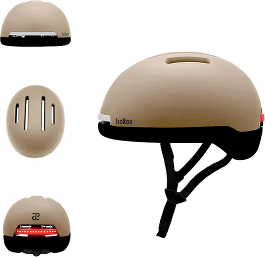 Casque Vélo Lumineux LED avec Clignotants, Télécommande sans Fil, Sécurité Renforcée Jour & Nuit, Homologué CE - Unisexe Adulte - Baltee H01 Beige S/M