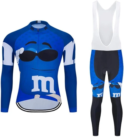 Maillot de Cyclisme + Pantalon Homme Manche Longue Tenue Cycliste Rembourrage Équipement Ensemble pour Velo VTT de Sport Respirant Confortable