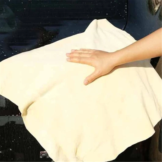 Peau de Chamois, Naturel Séchage de Voiture Magique Premium, Non Pelucheux, sans Rayures (S/50x40cm)