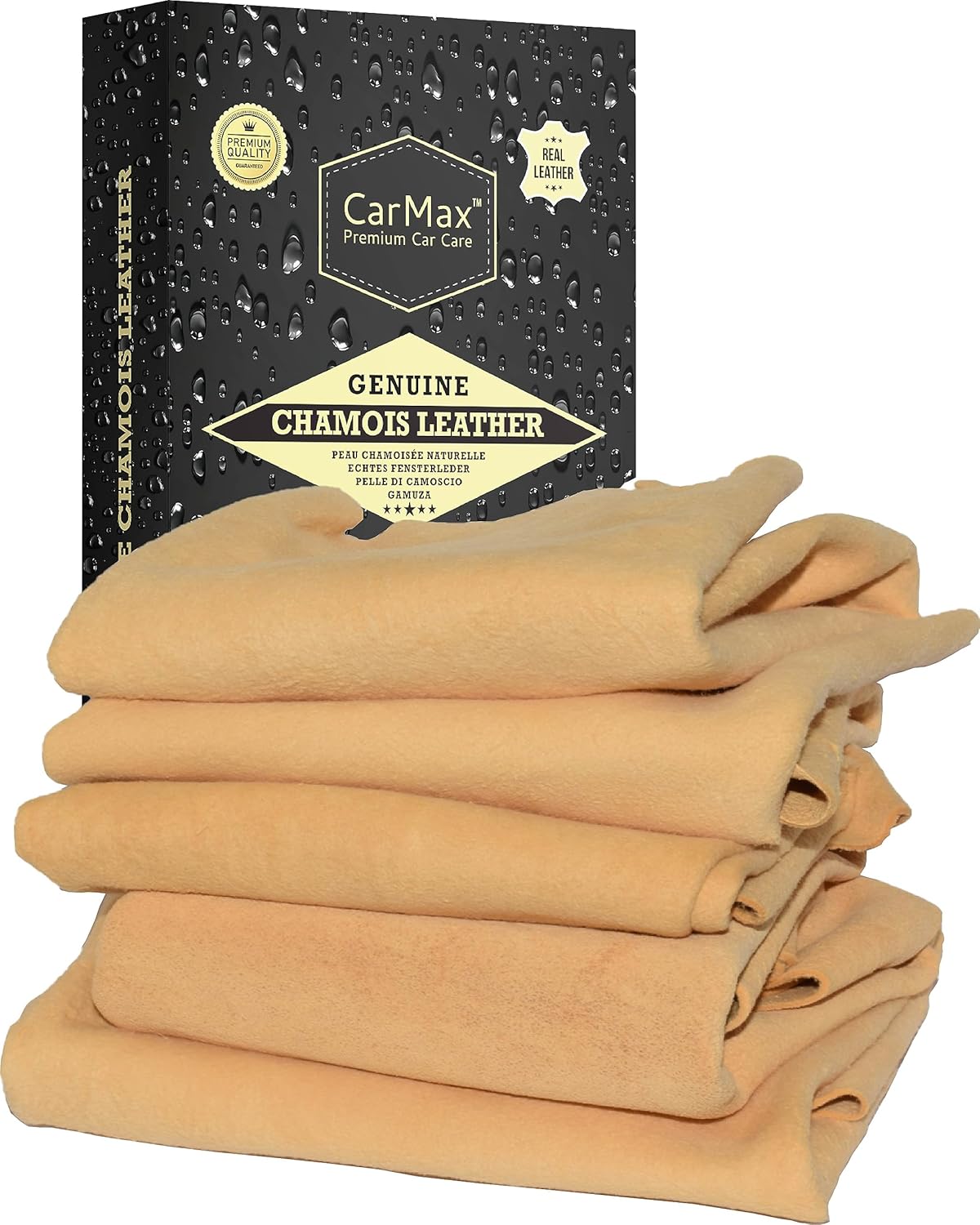 CarMax Peau de Chamois Anglais de qualité supérieure – Lot de 5 – Regular