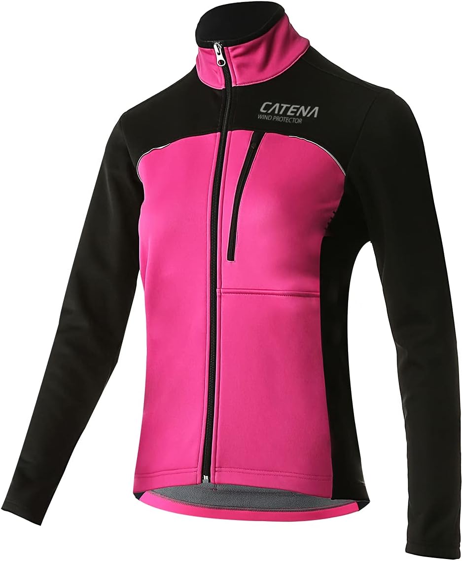 Veste Cycliste Hiver Femme, Veste VTT Imperméable, Veste Softshell Coupe-vent, Veste Thermique Respirante, Veste Cycliste Réfléchissante, pour Cyclisme, Course, Alpinisme, Randonnée L Rose