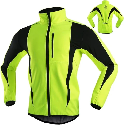 Jarade Veste Cycliste Femme Hiver Thermique Veste Polaire Femme Chaude Veste de Velo Chaud Veste Running Veste VTT Softshell Réfléchissante Coupe Vent Imperméable M Vert